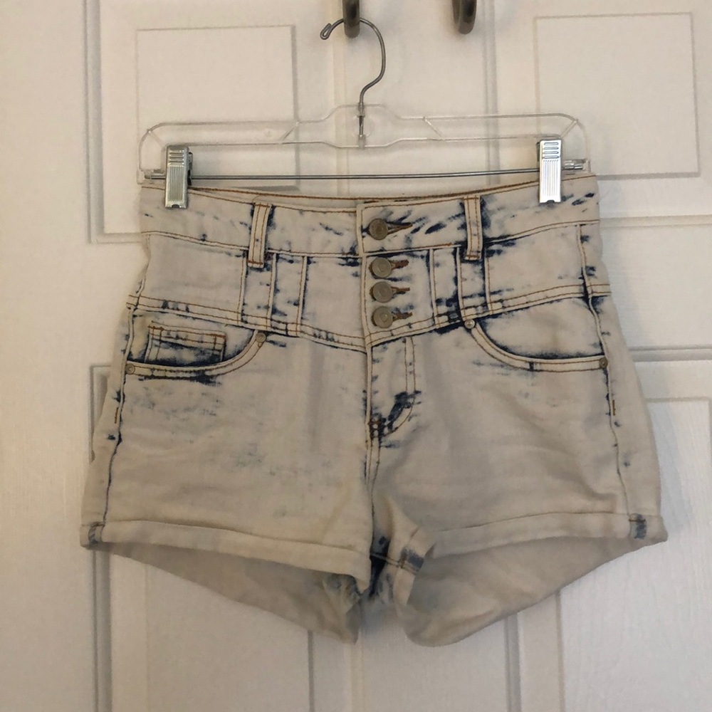 Acid wash jeans shorts